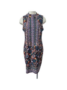 Melissa Paige Black Floral Mixed Media Print Dress, L